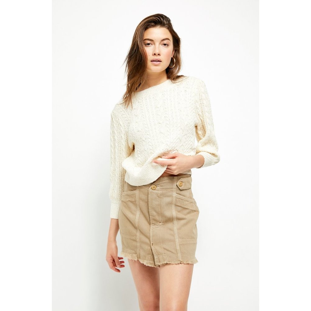 NWT Free People Villa Cable Pullover / Ivory - Picture 2 of 5